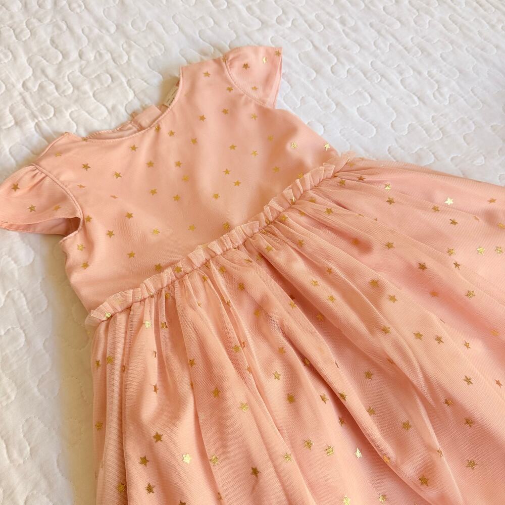 GIRL'S 18M TULLE STAR PEACH/ CORAL DRESS FAIRY WHIMSICAL CHRISTMAS THANKSGIVING
